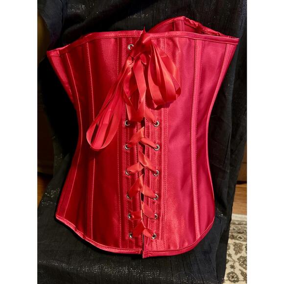 Shirley of Hollywood Red Satin Lace-Up Corset - Picture 8 of 8